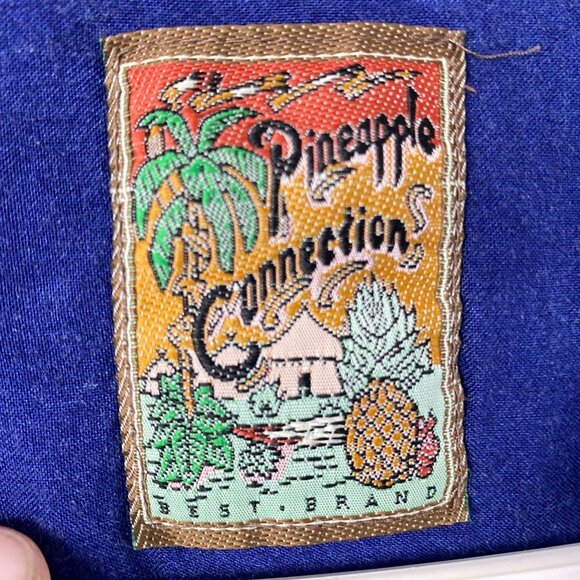 Pineapple Connection Men's Hawaiian Shirt XL Blue with Palm Tree Print Casual - Picture 3 of 7